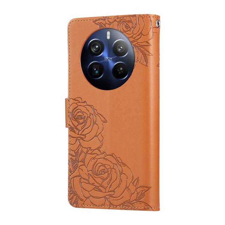 For Realme 12+ / 12 4G / 13 4G Rose Flower Embossed 3-Card Slots Leather Phone Case