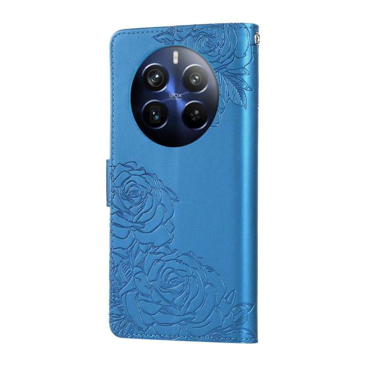 For Realme 12+ / 12 4G / 13 4G Rose Flower Embossed 3-Card Slots Leather Phone Case