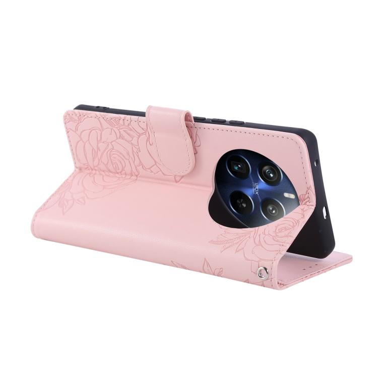 For Realme 12+ / 12 4G / 13 4G Rose Flower Embossed 3-Card Slots Leather Phone Case