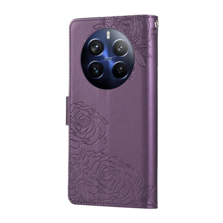 For Realme 12+ / 12 4G / 13 4G Rose Flower Embossed 3-Card Slots Leather Phone Case