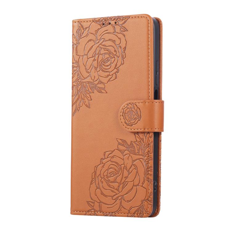 For Realme C33 4G India / C33 2023 Rose Flower Embossed 3-Card Slots Leather Phone Case