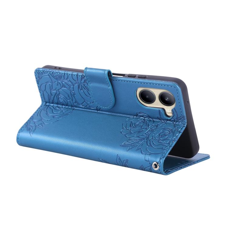 For Realme C33 4G India / C33 2023 Rose Flower Embossed 3-Card Slots Leather Phone Case