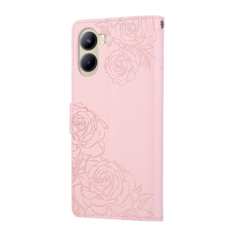 For Realme C33 4G India / C33 2023 Rose Flower Embossed 3-Card Slots Leather Phone Case