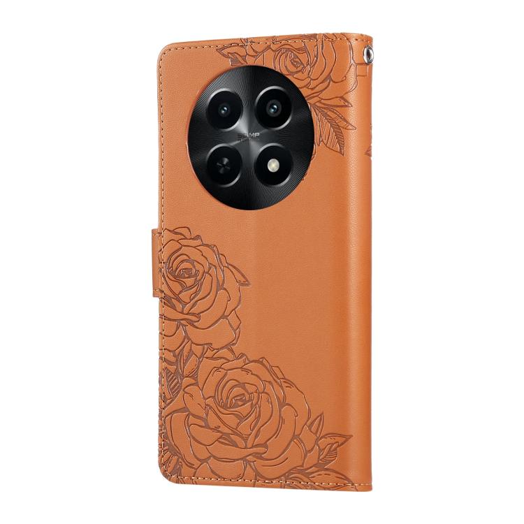 For Realme 12 5G / C65 5G / C63 5G Rose Flower Embossed 3-Card Slots Leather Phone Case