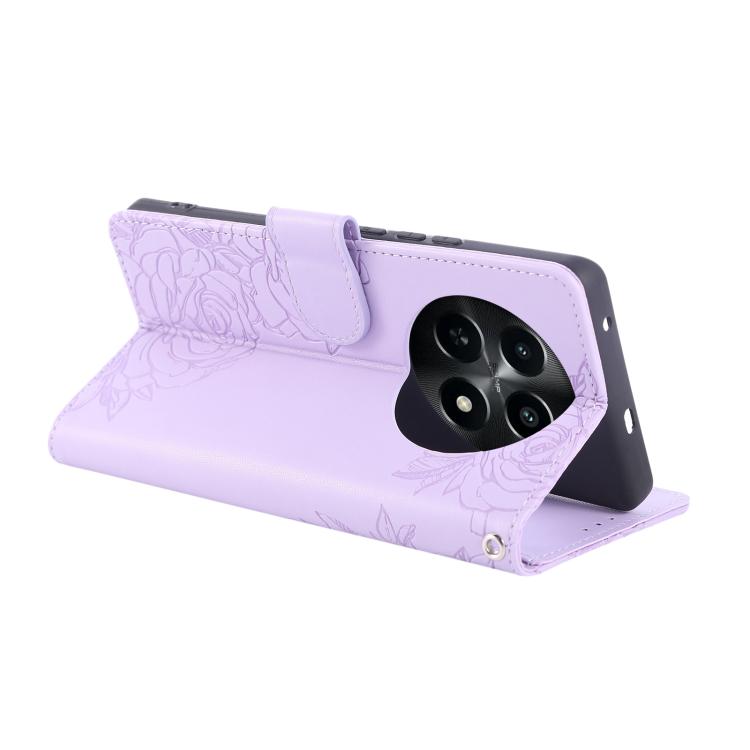 For Realme 12 5G / C65 5G / C63 5G Rose Flower Embossed 3-Card Slots Leather Phone Case