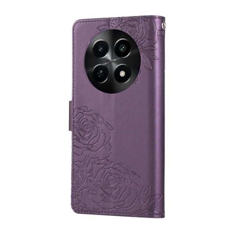For Realme 12 5G / C65 5G / C63 5G Rose Flower Embossed 3-Card Slots Leather Phone Case