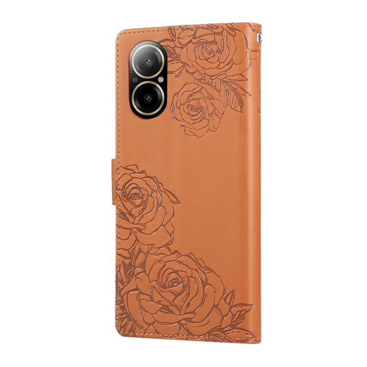 For Realme C67 4G / 12 Lite 4G Global Rose Flower Embossed 3-Card Slots Leather Phone Case