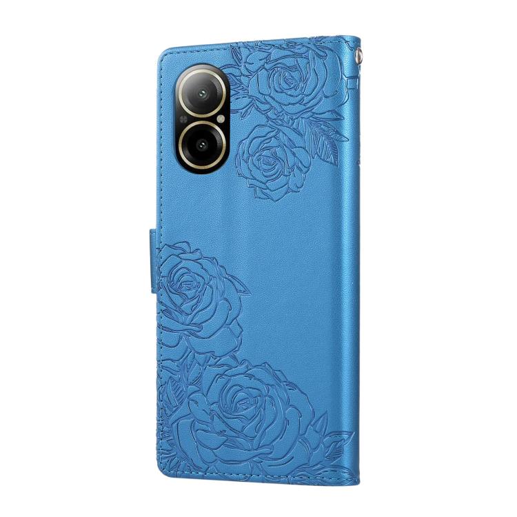For Realme C67 4G / 12 Lite 4G Global Rose Flower Embossed 3-Card Slots Leather Phone Case