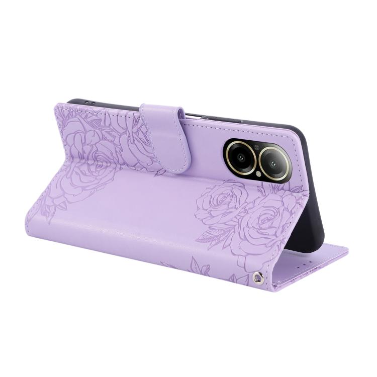 For Realme C67 4G / 12 Lite 4G Global Rose Flower Embossed 3-Card Slots Leather Phone Case