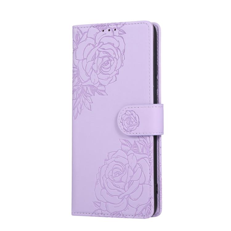 For Realme C21 Rose Flower Embossed 3-Card Slots Leather Phone Case