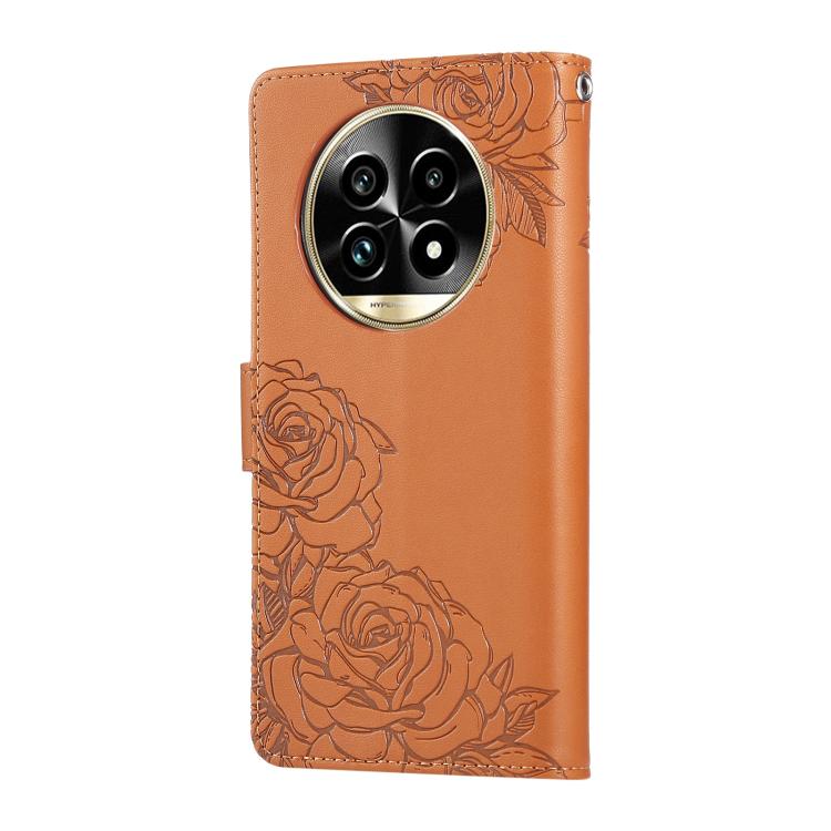 For Realme 13 Pro Rose Flower Embossed 3-Card Slots Leather Phone Case
