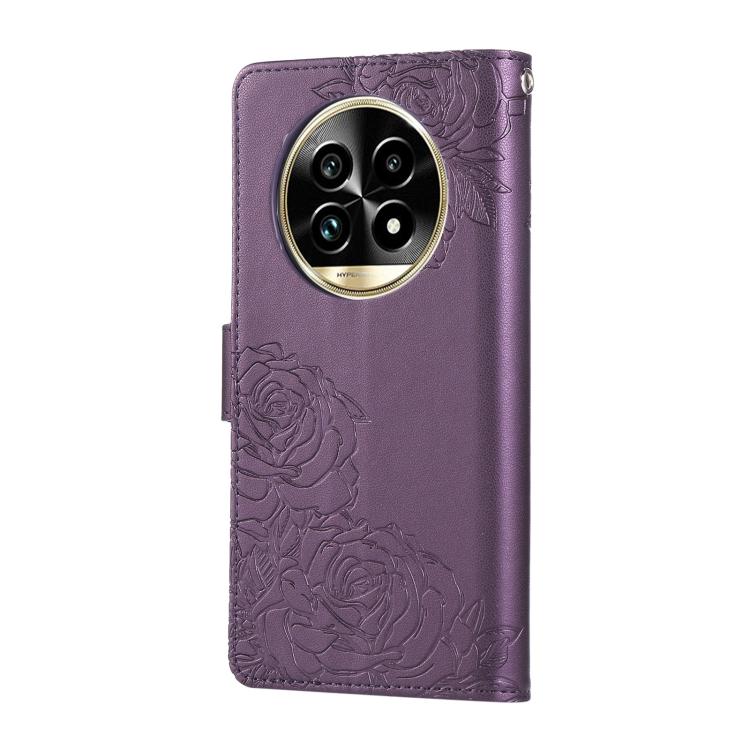 For Realme 13 Pro Rose Flower Embossed 3-Card Slots Leather Phone Case