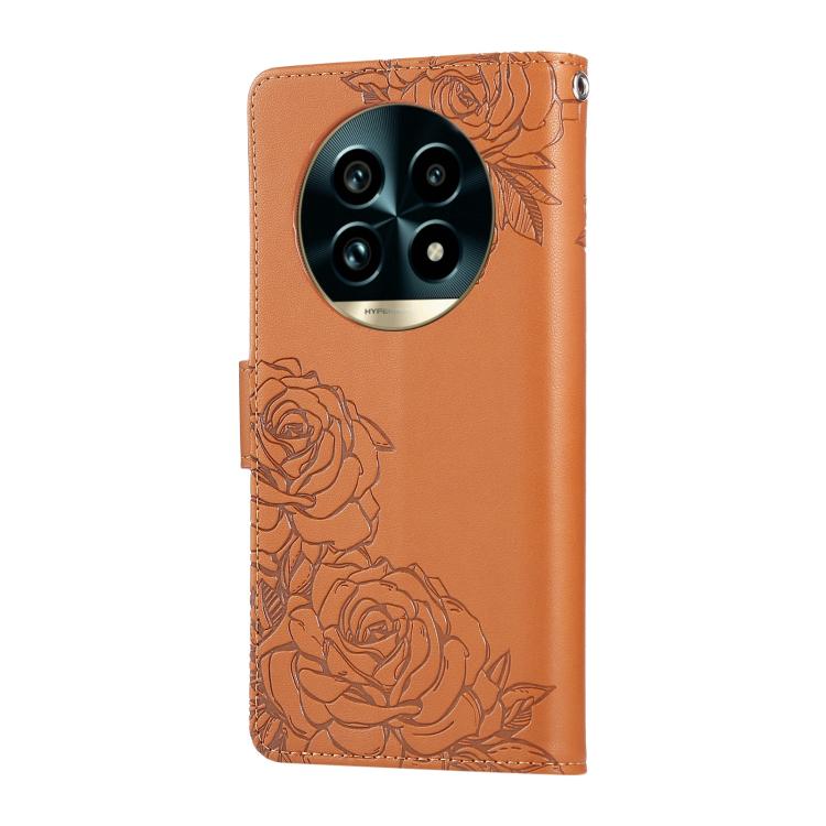 For Realme 13 Pro+ 5G Global Rose Flower Embossed 3-Card Slots Leather Phone Case