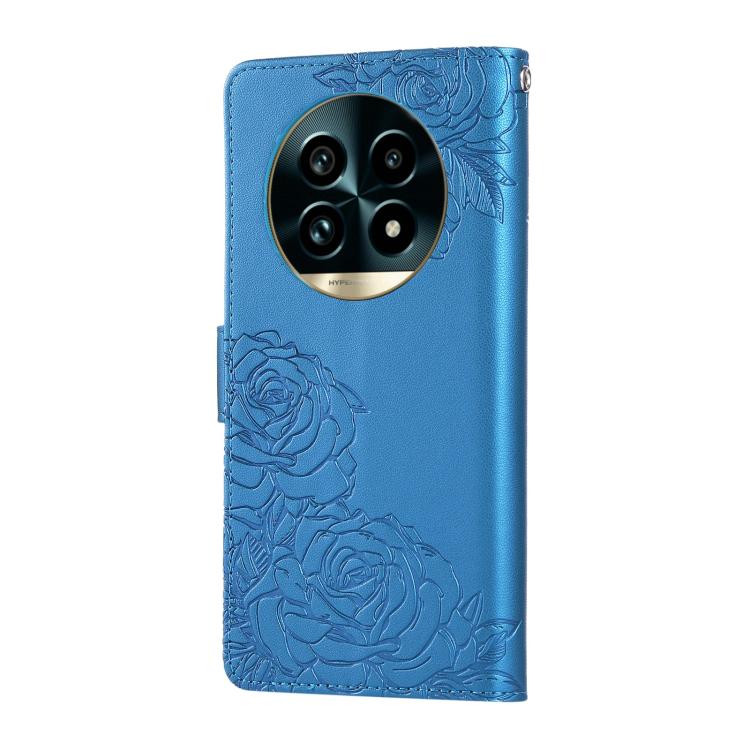 For Realme 13 Pro+ 5G Global Rose Flower Embossed 3-Card Slots Leather Phone Case