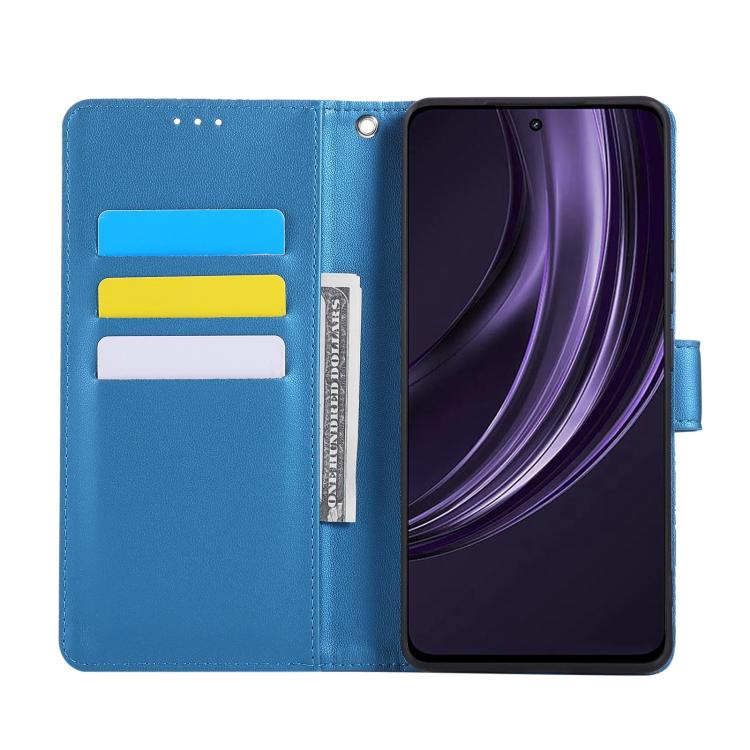 For Realme 13 Pro+ 5G Global Rose Flower Embossed 3-Card Slots Leather Phone Case