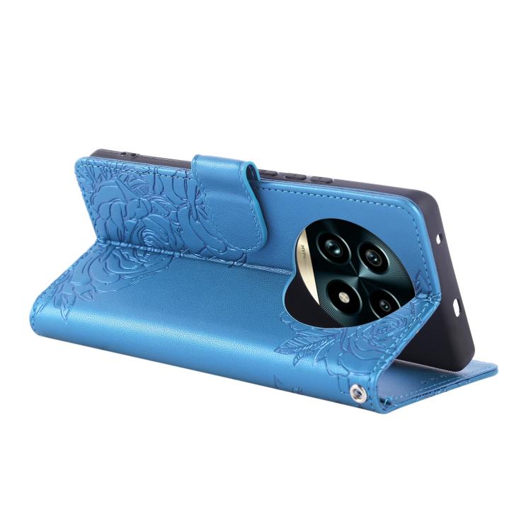 For Realme 13 Pro+ 5G Global Rose Flower Embossed 3-Card Slots Leather Phone Case