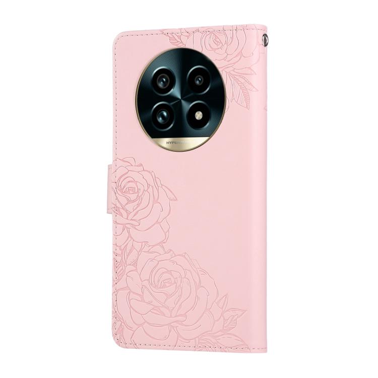 For Realme 13 Pro+ 5G Global Rose Flower Embossed 3-Card Slots Leather Phone Case