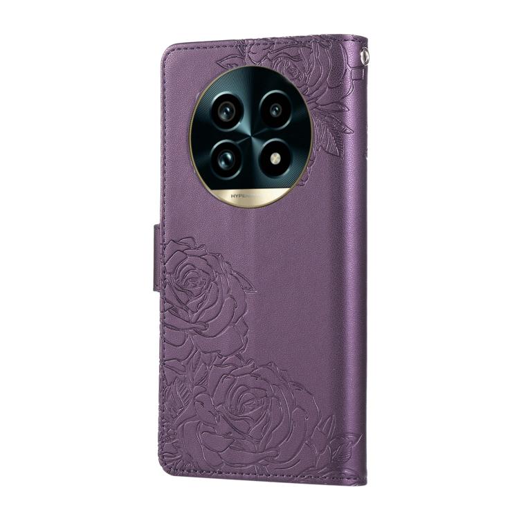 For Realme 13 Pro+ 5G Global Rose Flower Embossed 3-Card Slots Leather Phone Case