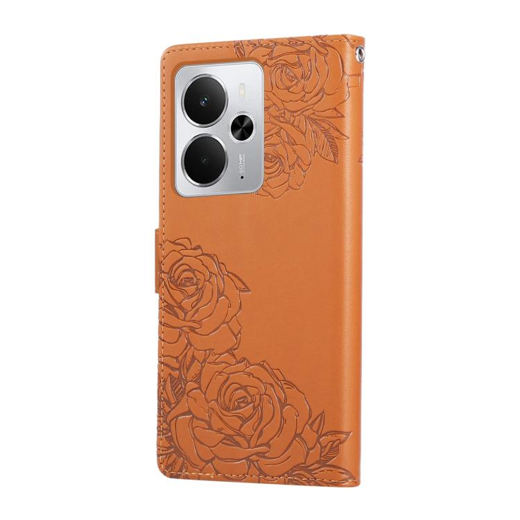 For Realme 14 5G Global Rose Flower Embossed 3-Card Slots Leather Phone Case