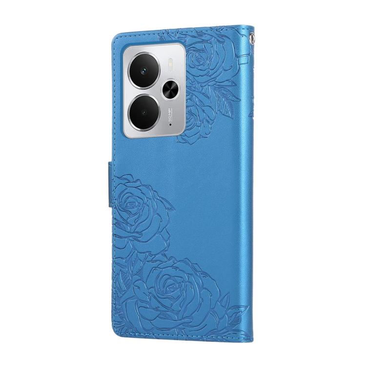 For Realme 14 5G Global Rose Flower Embossed 3-Card Slots Leather Phone Case