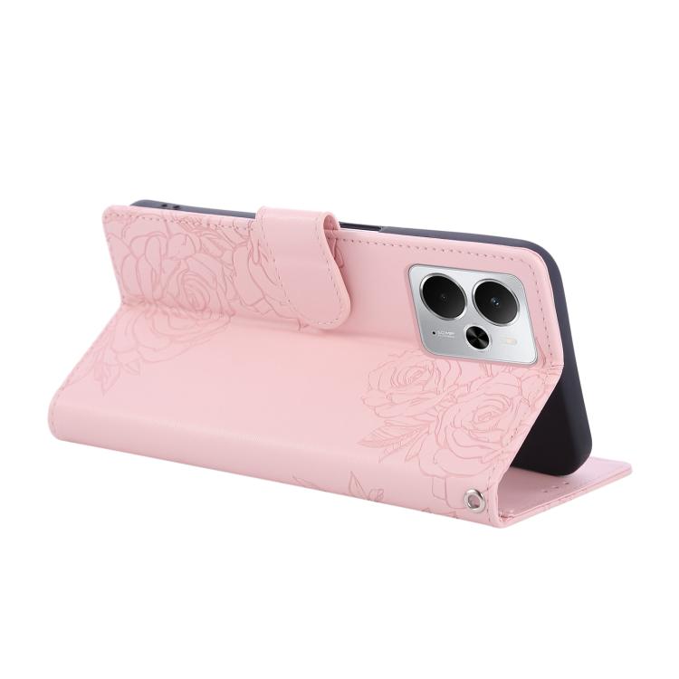 For Realme 14 5G Global Rose Flower Embossed 3-Card Slots Leather Phone Case