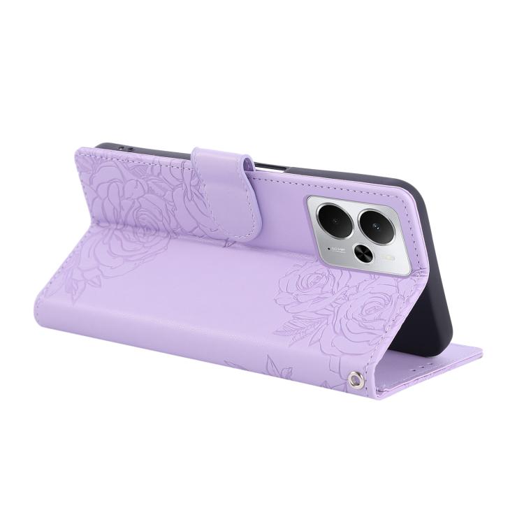 For Realme 14 5G Global Rose Flower Embossed 3-Card Slots Leather Phone Case