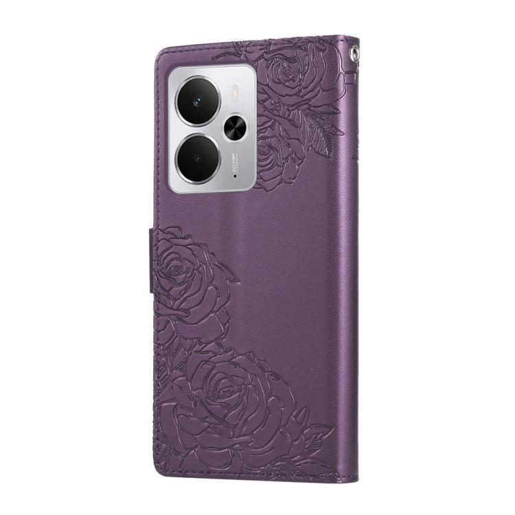 For Realme 14 5G Global Rose Flower Embossed 3-Card Slots Leather Phone Case