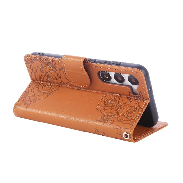 For Samsung Galaxy S23 5G Rose Flower Embossed 3-Card Slots Leather Phone Case