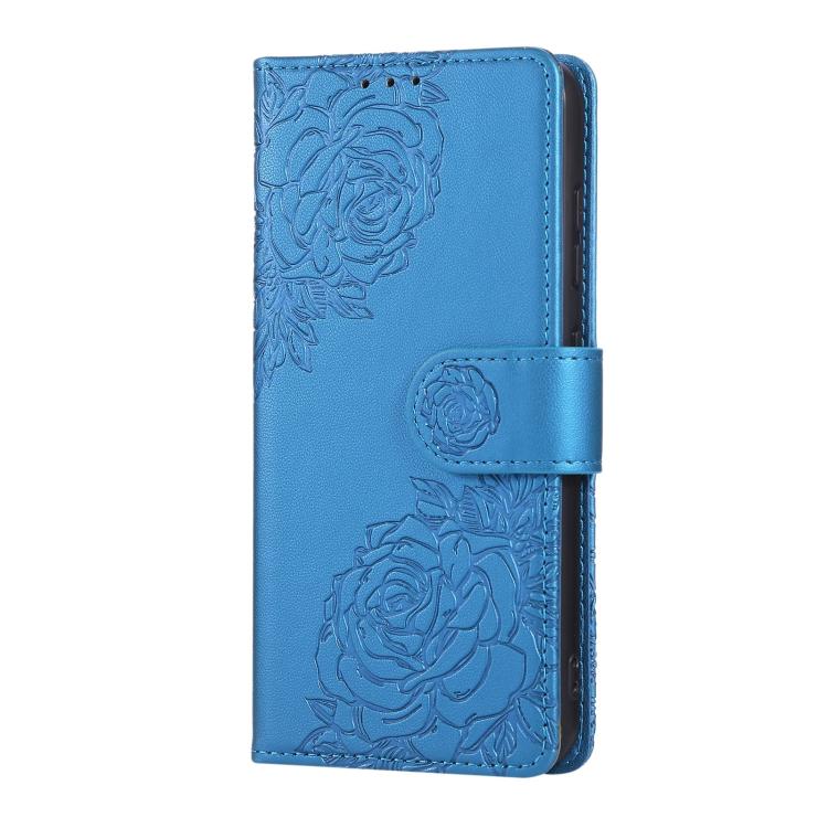 For Samsung Galaxy S23 5G Rose Flower Embossed 3-Card Slots Leather Phone Case