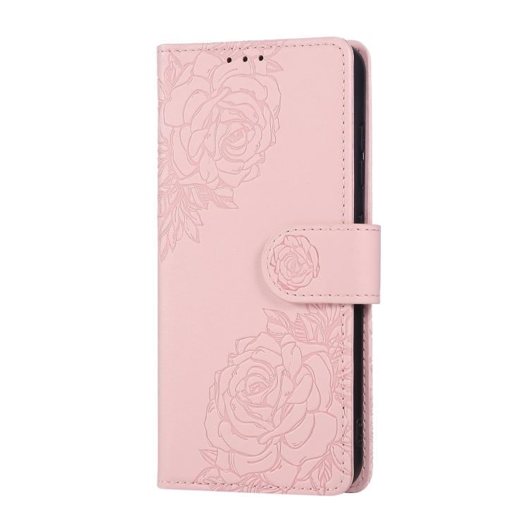 For Samsung Galaxy S23 5G Rose Flower Embossed 3-Card Slots Leather Phone Case