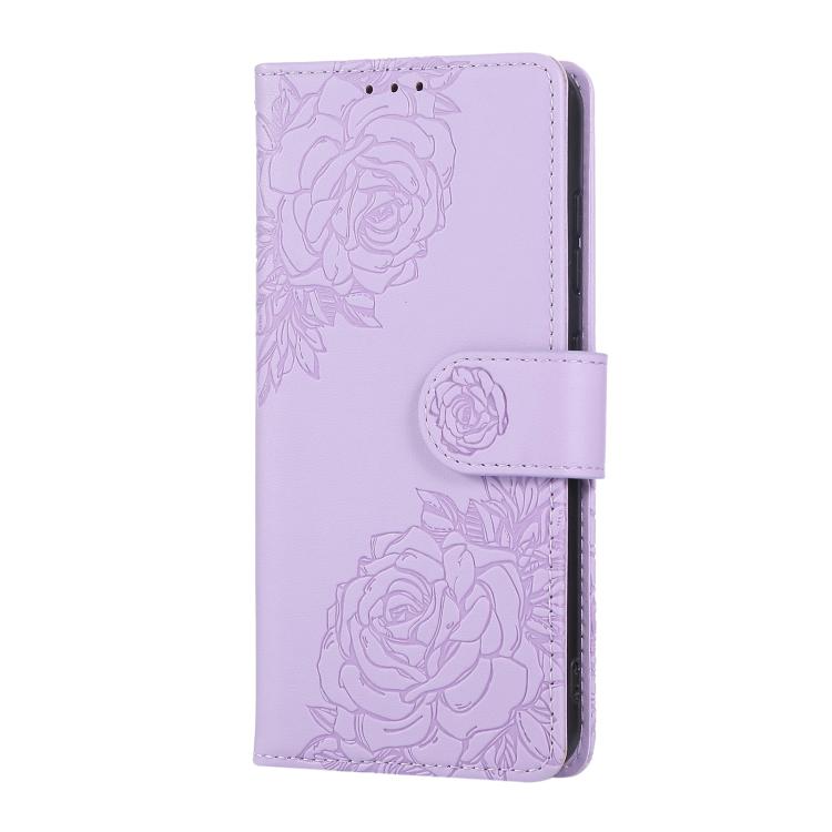 For Samsung Galaxy S23 5G Rose Flower Embossed 3-Card Slots Leather Phone Case