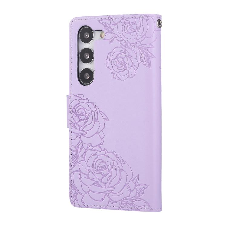 For Samsung Galaxy S23 5G Rose Flower Embossed 3-Card Slots Leather Phone Case
