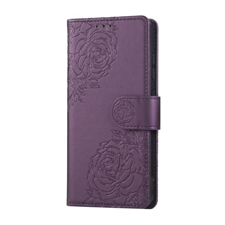 For Samsung Galaxy S23 5G Rose Flower Embossed 3-Card Slots Leather Phone Case