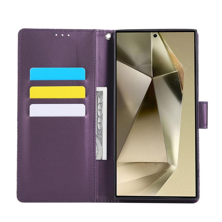 For Samsung Galaxy S24 Ultra 5G Rose Flower Embossed 3-Card Slots Leather Phone Case