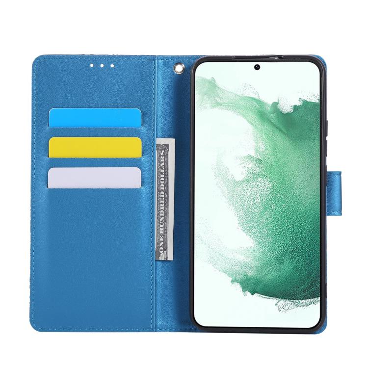 For Samsung Galaxy S22+ 5G Rose Flower Embossed 3-Card Slots Leather Phone Case