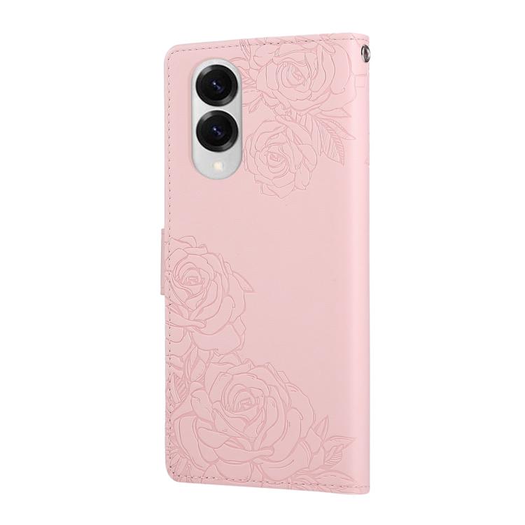 For Samsung Galaxy S25 Edge 5G Rose Flower Embossed 3-Card Slots Leather Phone Case
