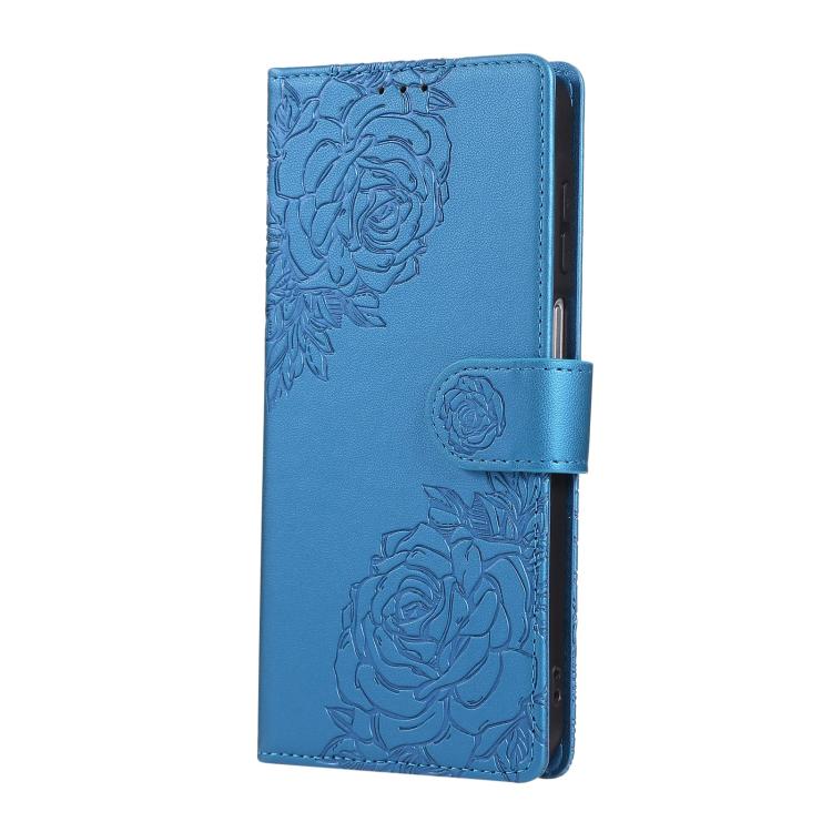 For Samsung Galaxy S23 FE 5G Rose Flower Embossed 3-Card Slots Leather Phone Case