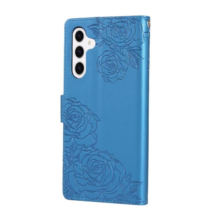 For Samsung Galaxy S26 5G Rose Flower Embossed 3-Card Slots Leather Phone Case