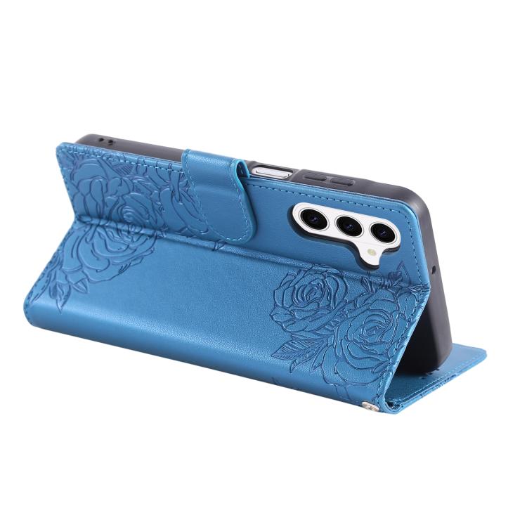For Samsung Galaxy S26 5G Rose Flower Embossed 3-Card Slots Leather Phone Case