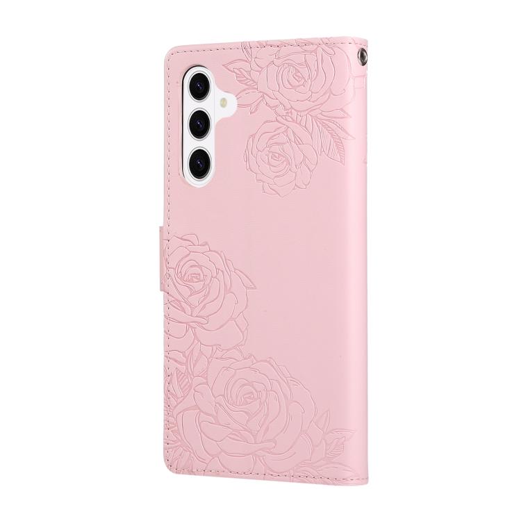 For Samsung Galaxy S26 5G Rose Flower Embossed 3-Card Slots Leather Phone Case