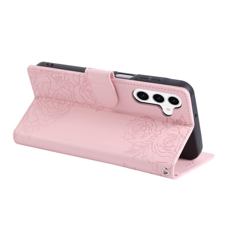 For Samsung Galaxy S26 5G Rose Flower Embossed 3-Card Slots Leather Phone Case