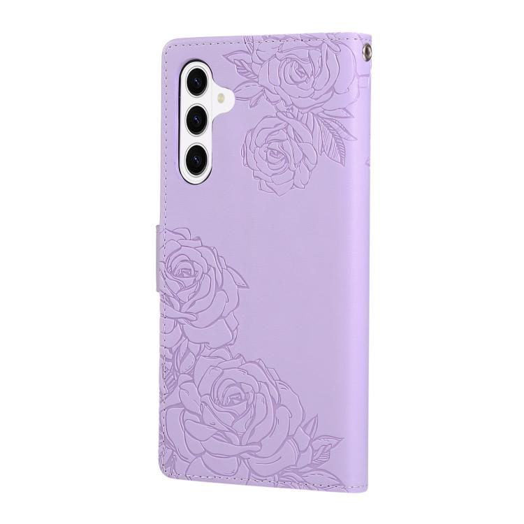 For Samsung Galaxy S26 5G Rose Flower Embossed 3-Card Slots Leather Phone Case