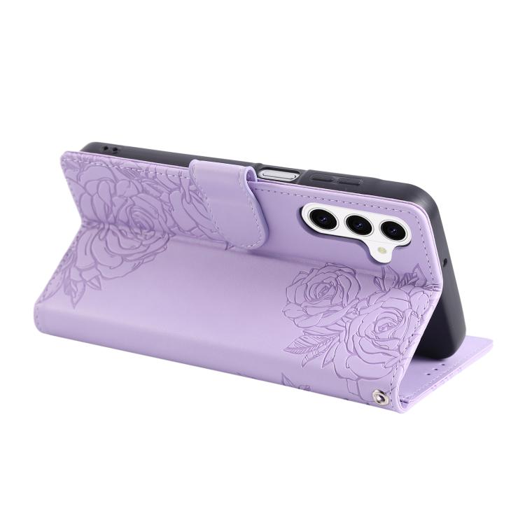 For Samsung Galaxy S26 5G Rose Flower Embossed 3-Card Slots Leather Phone Case