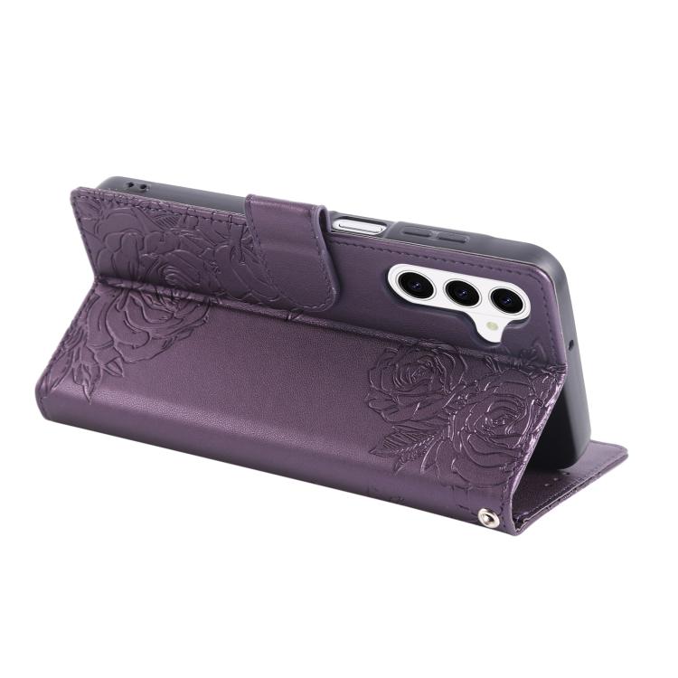 For Samsung Galaxy S26 5G Rose Flower Embossed 3-Card Slots Leather Phone Case