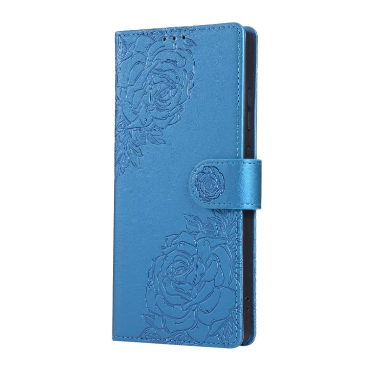 For Samsung Galaxy S26 Ultra 5G Rose Flower Embossed 3-Card Slots Leather Phone Case