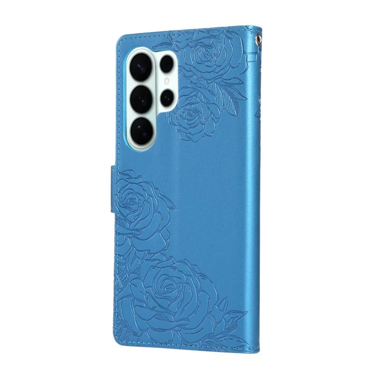For Samsung Galaxy S26 Ultra 5G Rose Flower Embossed 3-Card Slots Leather Phone Case