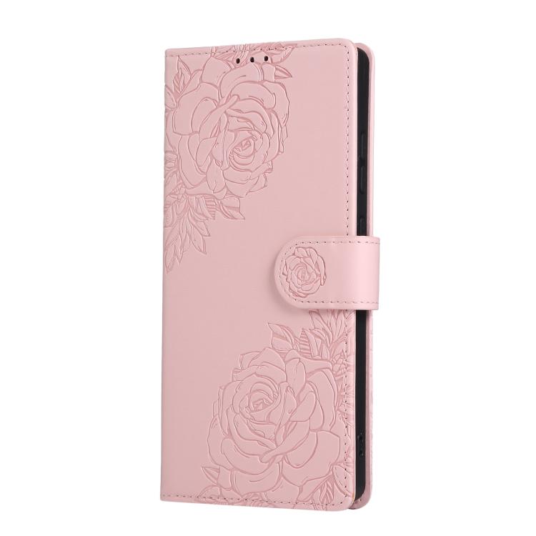 For Samsung Galaxy S26 Ultra 5G Rose Flower Embossed 3-Card Slots Leather Phone Case