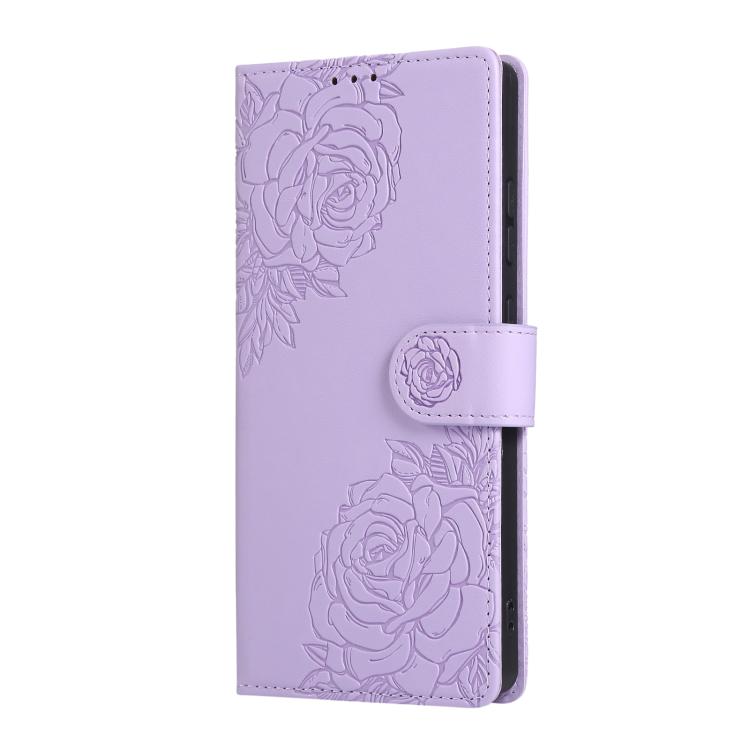 For Samsung Galaxy S26 Ultra 5G Rose Flower Embossed 3-Card Slots Leather Phone Case