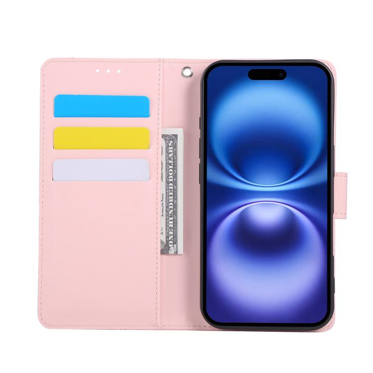 For iPhone 16 Rose Flower Embossed 3-Card Slots Leather Phone Case