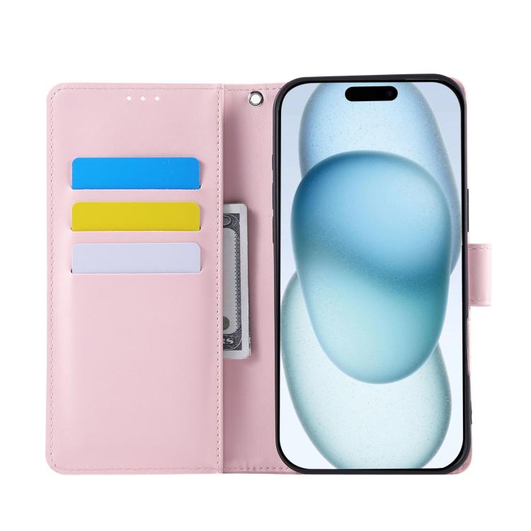 For iPhone 15 Rose Flower Embossed 3-Card Slots Leather Phone Case